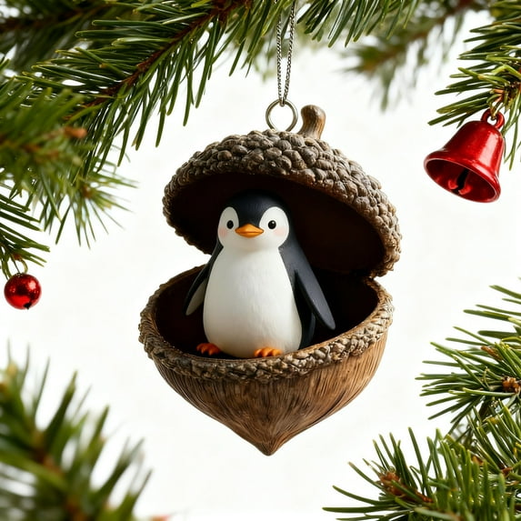 Christmas Tree Ornaments Forest Animals Decorations Set of 2 Acrylic Holiday Pendants for Xmas Tree Decor Gift Giving(E)