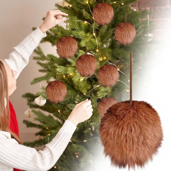 Christmas Tree Ornaments, Green Fluffy Pom Pom Balls 12-Pack, Hanging Decor for Holiday Season, Easy to Install on Xmas Tree and Home, Durable Festive Decoration Props