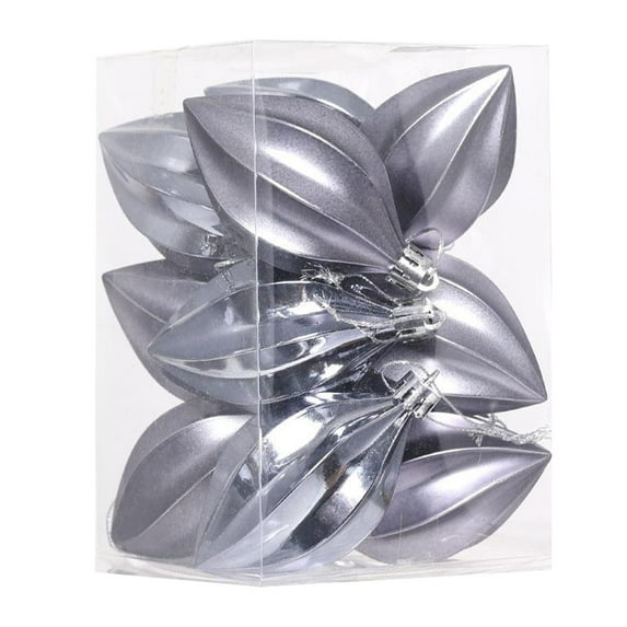 Christmas Tree Ornaments, Holiday Decorations, 12 Pack Metallic Electroplated Starfruit Shaped Hanging Baubles, Lightweight Plastic Multi-Color Set