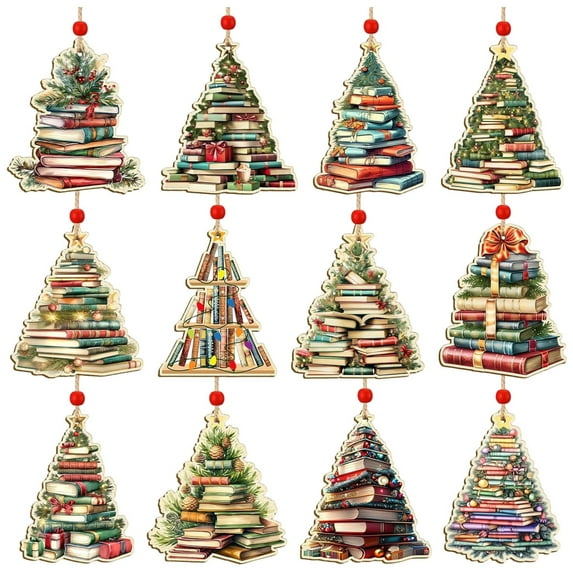 Christmas Tree Ornaments, Holiday Decorations, Colorful Wooden Christmas Tree Pendants for Party and Home Decoration, Multicolor, Compact and Durable Design