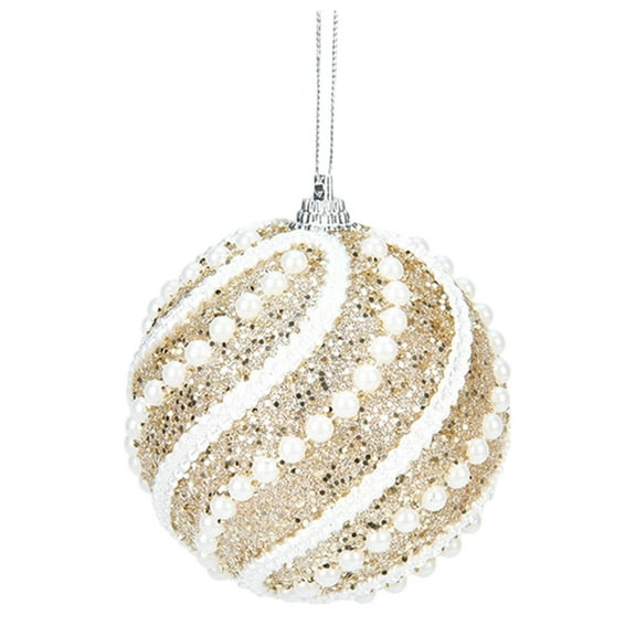 Christmas Tree Ornaments, Holiday Decorations, Red and Gold Powder Dipped Christmas Ball Pendant, 8cm Plastic Hanging Decoration for Tree Wreath and Car Mirror