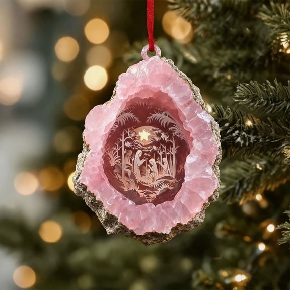 Christmas Tree Ornaments Round Hanging Pendants for Home Holiday Decor Religious Festive Decorations(B)