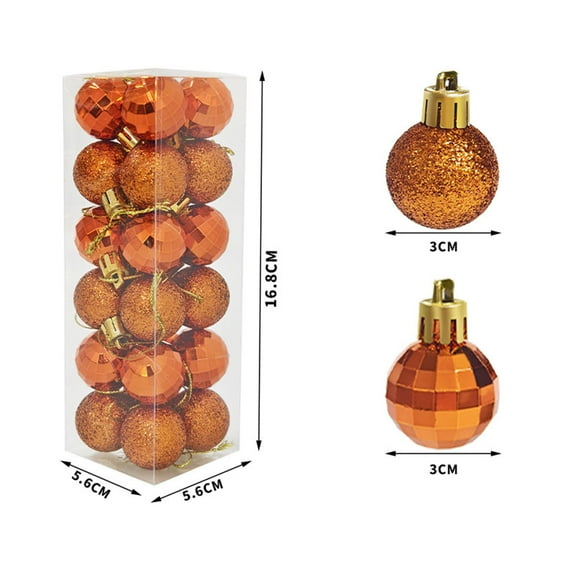 Christmas Tree Ornaments Set, 1.18in/3cm Black Christmas Balls 24pcs Shatterproof Mini Ornaments, Mixed Finish Glitter and Matte Baubles for Xmas Tree, Holiday Party, Wedding,