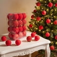 thumbnail image 1 of Christmas Tree Ornaments Set 24 Piece Flocked Velvet Holiday Hanging Ball Decorations Red 2.36 Inch, 1 of 9