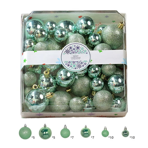 Christmas Tree Ornaments Set, 44 Pack Assorted Shatterproof Hanging Balls Decorations, Plastic Bulbs Bulk with Lanyard for Home Holiday Party Decor, 6-Sizes (Green)