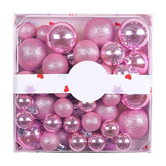 Christmas Tree Ornaments Set 44pc, Usupdd 3/4/5cm Christmas Ball Decoration Set, Exquisite Festive Hanging Ornaments for Christmas Tree Decor Multiple Colors, Pink