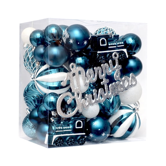 Christmas Tree Ornaments Set – 65PCS Painted Plastic Ball Pendants for Holiday Tree Decorations, Shatterproof Lightweight Baubles for Home & Commercial Display