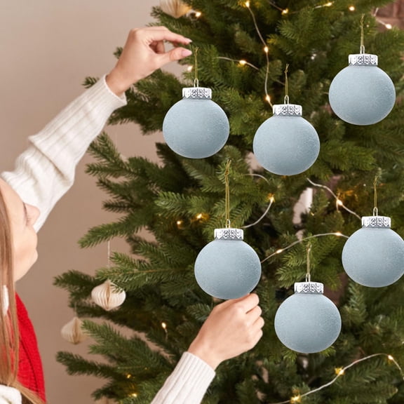 Christmas Tree Ornaments Set, 8 Pcs Flocked Foam Ball Decorations 3.14 Inch Velvet Surface Hanging Ornaments for Xmas Tree, Holiday Party Home Decoration 2025
