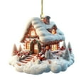 thumbnail image 1 of Christmas Tree Ornaments Set - Winter Village Cottage Hanging Decorations with Ribbon for Xmas Tree Decor, Shatterproof Acrylic Holiday Decoration, 1 of 6