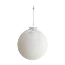 Christmas Tree Ornaments Sets of 4, 100mm/3.94in Large Velvet Decorations Shatterproof Hanging Flocked Balls for Xmas Holiday Party Indoor Home Decor, White