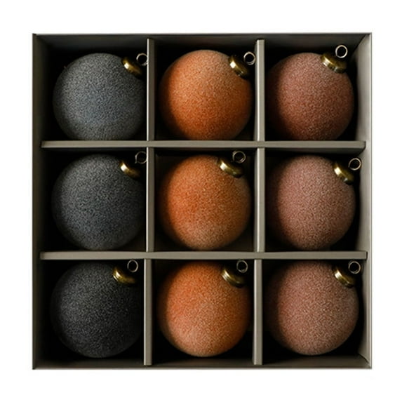 Christmas Tree Ornaments with Shatterproof Flocked Christmas Balls - 3.15 Inch 9 Pieces Pack for Holiday Decor, Ideal for Christmas Gifts, Tree Trimming, and Family Events-