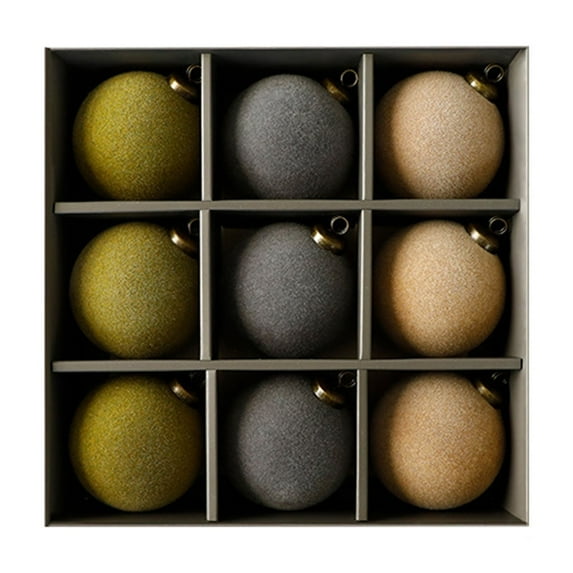 Christmas Tree Ornaments with Shatterproof Flocked Christmas Balls - 3.15 Inch 9 Pieces Pack for Holiday Decor, Ideal for Christmas Gifts, Tree Trimming, and Family Events-