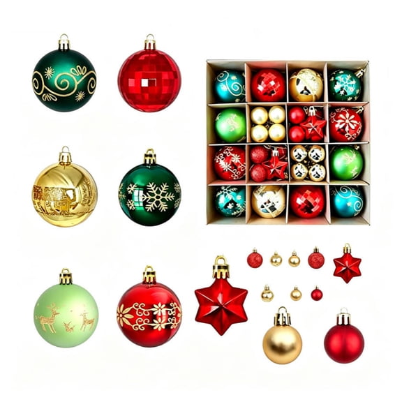 Christmas Tree Ornaments, Shatterproof Plastic Hanging Xmas Tree Decor with Lanyard for Holiday, Home, Party Decorations Christmas Ball Ornaments