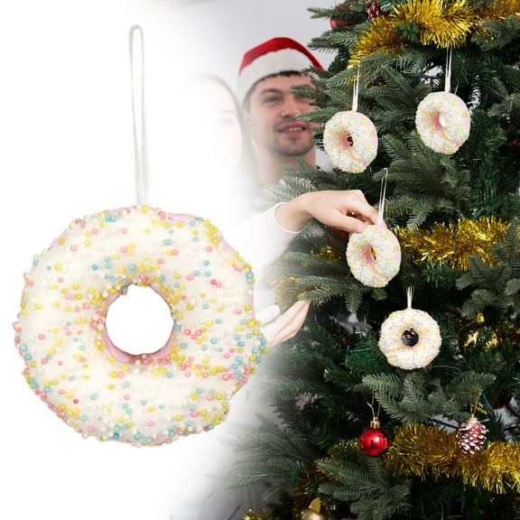 Christmas Tree Ornaments Simulation Donuts Bread Cake Food Dessert Decoration Props Pendant