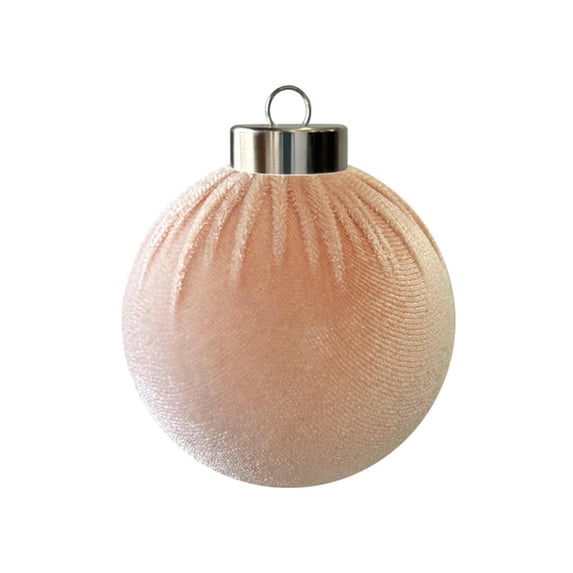 Christmas Tree Ornaments Soft Pink Velvet Bauble 3.15 Inch Single Decorative Hanging Ornament with Silver Cap for Holiday Home Party Display