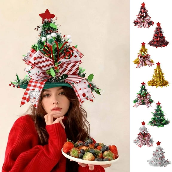 Christmas Tree Ornaments and Treetop Star Decorations, Christmas Hats for Holiday Party Favors and Stocking Stuffers, Christmas Decorations for Indoor Arrangement and Mantel Display, Akmoler