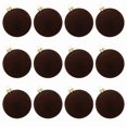 thumbnail image 1 of Christmas Tree Ornaments Velvet Balls 12Pcs Flocked Hanging Decorations Shatterproof Retro Bulbs Set for Xmas Tree Wreath Garland Holiday Party Home Decor Winter Festive Supplies 2.36Inch, 1 of 6