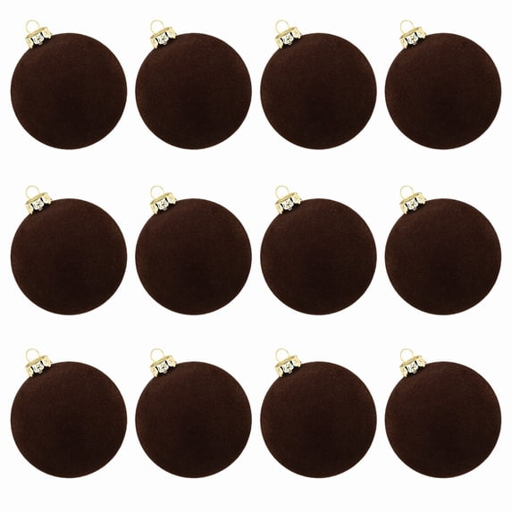 Christmas Tree Ornaments Velvet Balls 12Pcs Flocked Hanging Decorations Shatterproof Retro Bulbs Set for Xmas Tree Wreath Garland Holiday Party Home Decor Winter Festive Supplies 2.36Inch