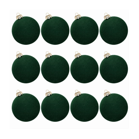 Christmas Tree Ornaments Velvet Balls 12Pcs Flocked Hanging Decorations Shatterproof Retro Bulbs Set for Xmas Tree Wreath Garland Holiday Party Home Decor Winter Festive Supplies 2.36Inch