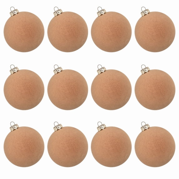 Christmas Tree Ornaments Velvet Balls 12Pcs Flocked Hanging Decorations Shatterproof Retro Bulbs Set for Xmas Tree Wreath Garland Holiday Party Home Decor Winter Festive Supplies 2.36Inch