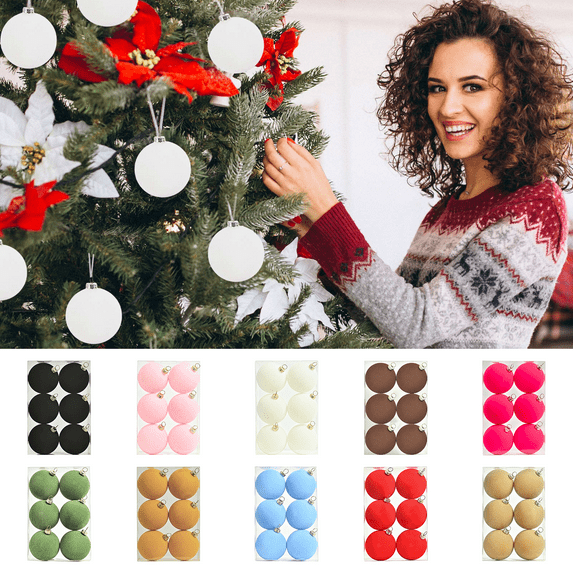 Christmas Tree Ornaments Velvet Balls For Christmas Tree Ornaments 6pcs Shower First Christmas Decorations Birthday Party