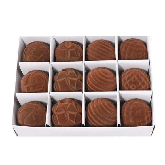 Christmas Tree Ornaments Velvet Balls - Pack of 12pcs Xmas Bulbs Decorations Set Coffee