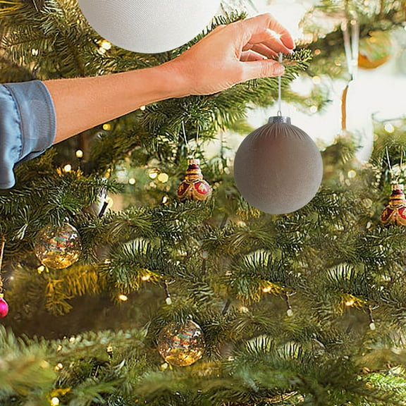 Christmas Tree Ornaments Velvet Christmas Ball 4 PC 4 Inch Shatterproof Flocking Ornaments Vintage Christmas Ornaments Set Hanging Ornaments Holiday Party Wedding Family Gathering