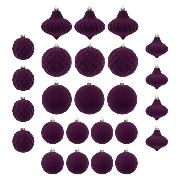 Christmas Tree Ornaments - Velvet Christmas Balls 25Pcs Flocked Christmas Tree Ornaments Assortment for Xmas Tree Holiday Decor Christmas Decorations