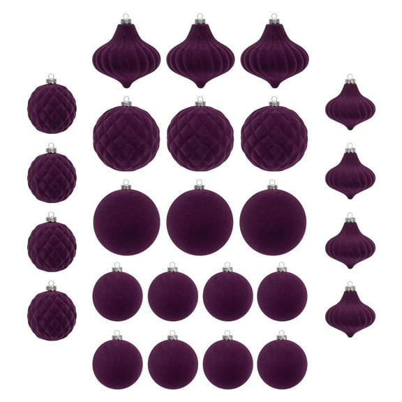 Christmas Tree Ornaments - Velvet Christmas Balls 25Pcs Flocked Christmas Tree Ornaments Assortment for Xmas Tree Holiday Decor Christmas Decorations
