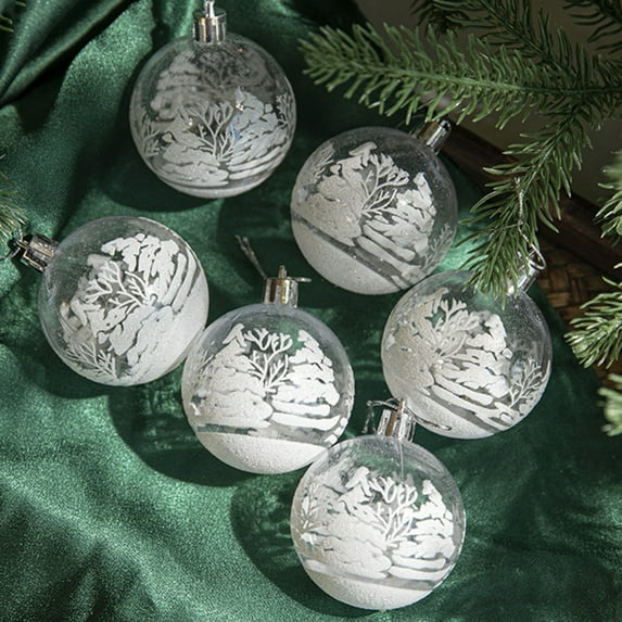 Christmas Tree Ornaments, White Clear Shatterproof Christmas Ornaments with Elk/Snow House/LETTERS/Christmas Tree Pattern -2.36" in Dia