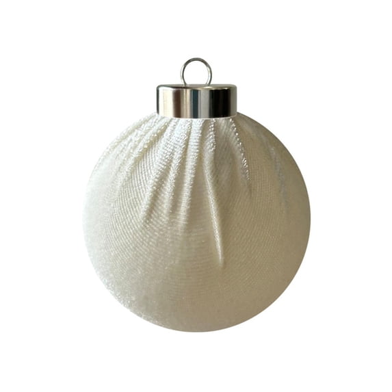 Christmas Tree Ornaments White Velvet Bauble Single Hanging Decoration for Holiday Home Festive Display Seasonal Indoor Decor