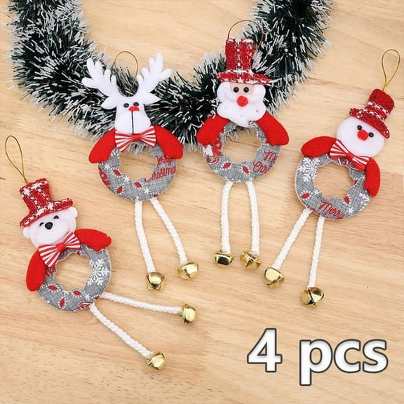 Christmas Tree Ornaments With bell Santa Snowman Bear Xmas Decorations Traditional Christmas Tree Pendant Rustic Doll Ornaments Tree for Holiday Party Supplies