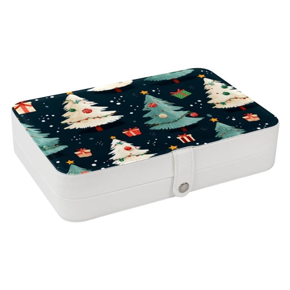 Christmas Tree PU Leather Necklace Organizer with Removable Compartment, Earring Holder, and Decorative Box - Portable Storage Case