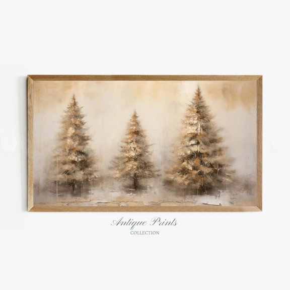 Christmas Tree Painting 4K Tv Art Samsung Winter Holidays Christmas Tv Poster , Poster Print Only