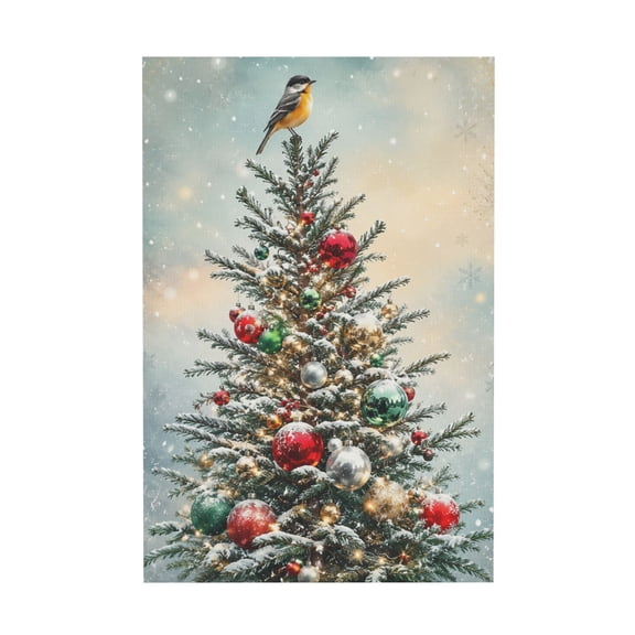 Christmas Tree Painting Canvas Wall Art For Living Room Bedroom Club Bar Winter Wall Decor 12*18in