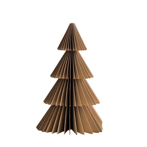 Christmas Tree Paper Decor, 11.8 Inch Kraft Folded Origami Standing Style, 1 Piece Desktop Holiday Ornament Set for Xmas Home Party Mantel Window Display Winter Seasonal Festive Decor