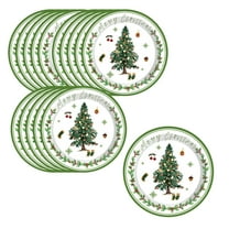 Christmas Tree Paper Plates 16pcs, 9 Inch Disposable Holiday Tableware Supplies for Winter Party, Birthday, Family Gathering, School or Office Events