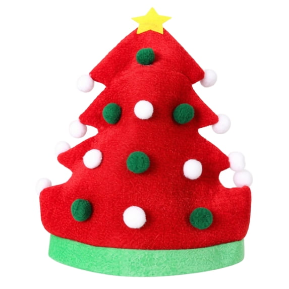 Ab Topper Christmas Tree Party Hat with Pom Ornaments and Star Topper, Red and ...