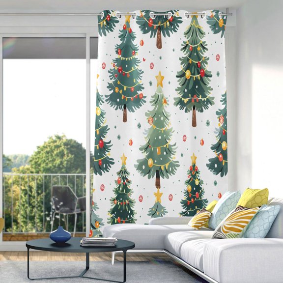 Christmas Tree Pattern Blackout Curtains 84"x42" Thermal Insulated Curtain 1 Panel