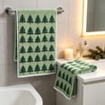 thumbnail image 1 of Christmas Tree Pattern Hand Towels Set Of 2 Soft Absorbent Kitchen Bathroom Dish Towels For Holiday Home Decoration, 1 of 6
