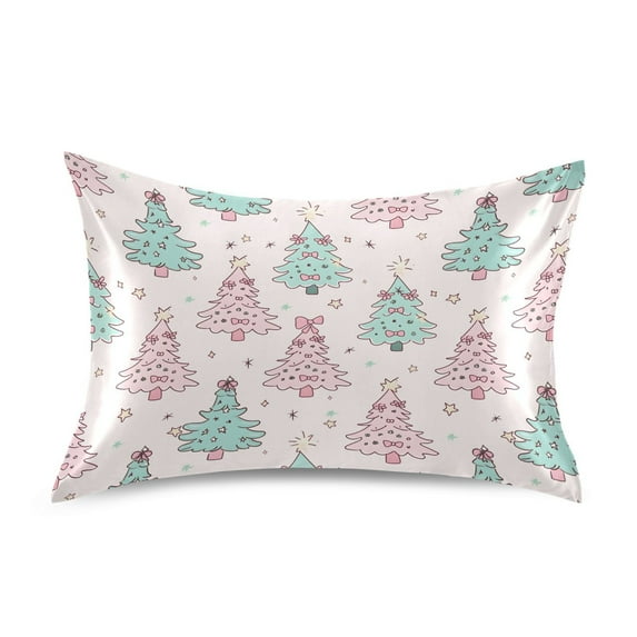 Christmas Tree Pattern Standard Size Satin Pillowcase 20''x26'' Double-Sided Print Soft Wrinkle Resistant