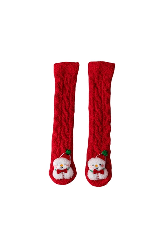 Christmas Tree Patterned Velvet Floor Socks for Autumn and Winter Home Use, Soft and Festive Design for Comfy Sleep and Lounging