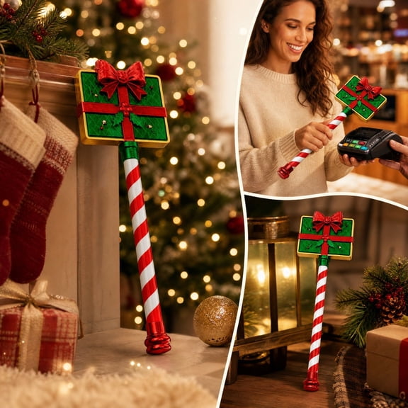 Christmas Tree Payment Wand, Contactless Card Reader Accessory, Holiday Checkout Tool, Festive Gift Idea for Drive-Thru and Retail Payments