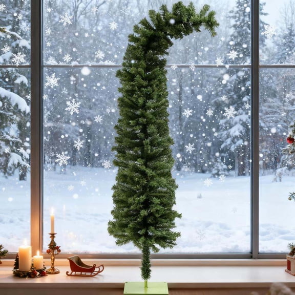 Christmas Tree Pencil Christmas Tree, Bendable Artificial Christmas Tree with 400 Branch Tips,Flocked Christmas Tree