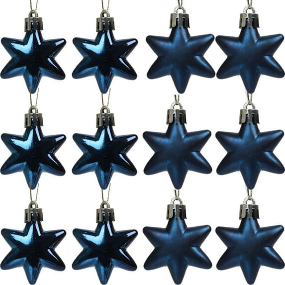 Christmas Tree Pendant 5cm12pcs Pentagonal Star Pendant Bright Irregular Electroplating/ Christmas Tree Pendant Navy Blue