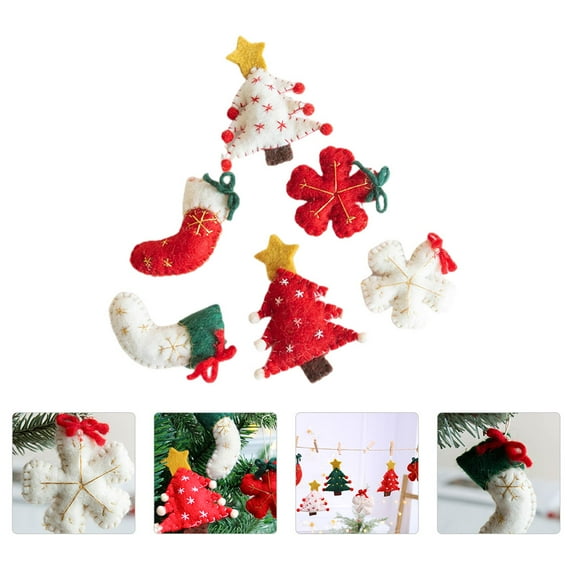 IMIKEYA Wool Felt Pendant Assorted Color Christmas Tree Ornaments Premium Craftsmanship 6Pcs