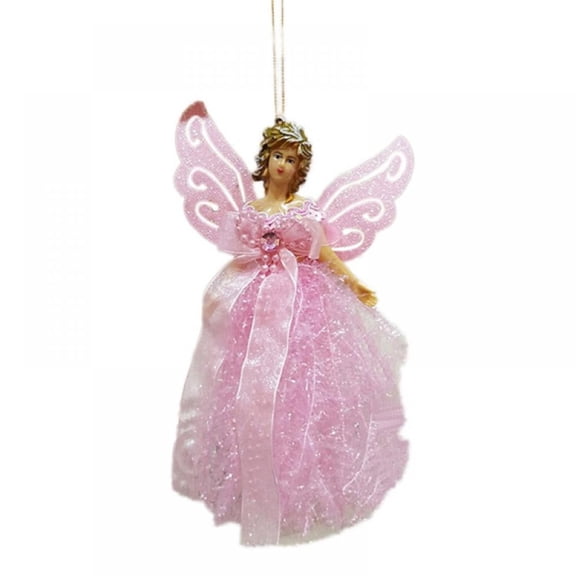 Christmas Tree Pendant Doll, Fabric Angel Christmas Tree Topper, Mini Angel Christmas Tree Pendant, with Feather Wing for Christmas Decorations Xmas Tree Ornament White