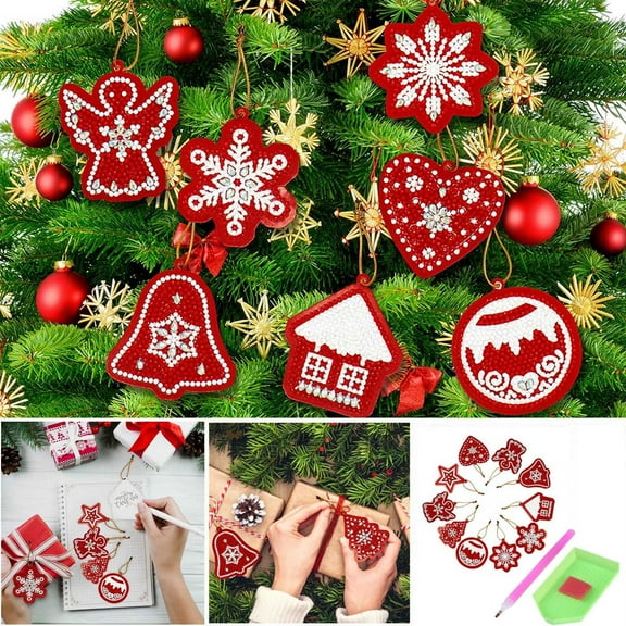 Christmas Tree Pendant Hanging Ornament DIY Dotted Diamond Christmas Hanging Pendant Handicraft Cards Winter Tree Pendant Party Supplies