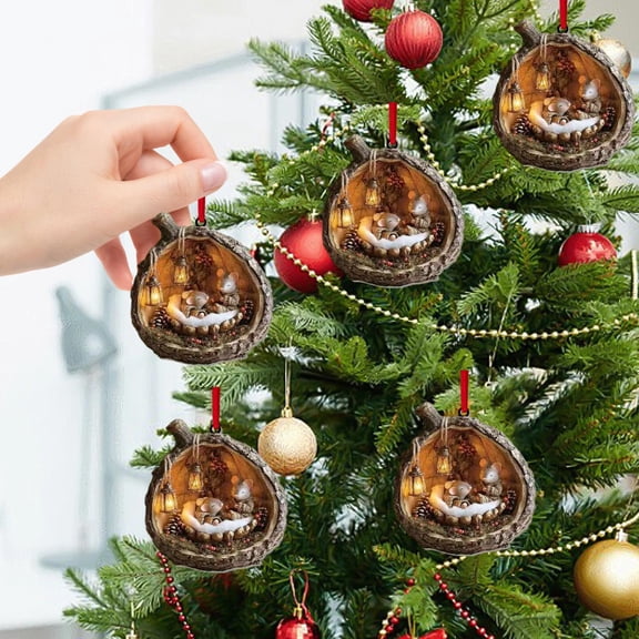 Christmas Tree Pendant Ornament, 2D Flat Acrylic Holiday Decor for Christmas Tree, Festive Stocking Stuffer and Hostess Gift, Small Pendant for Mantel Display and Seasonal Home Setting Akmoler