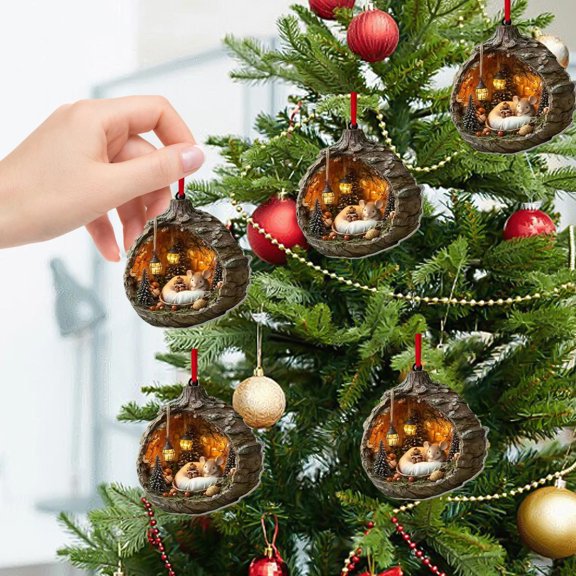 Christmas Tree Pendant Ornament, 2D Flat Acrylic Holiday Decor for Christmas Tree, Festive Stocking Stuffer and Hostess Gift, Small Pendant for Mantel Display and Seasonal Home Setting Akmoler